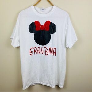 Grandma Minnie Mouse White T-Shirt; Size Large